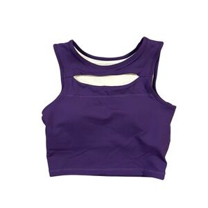 Buffbunny‎ Purple Built in Bra Cut Out Crop Top Medium